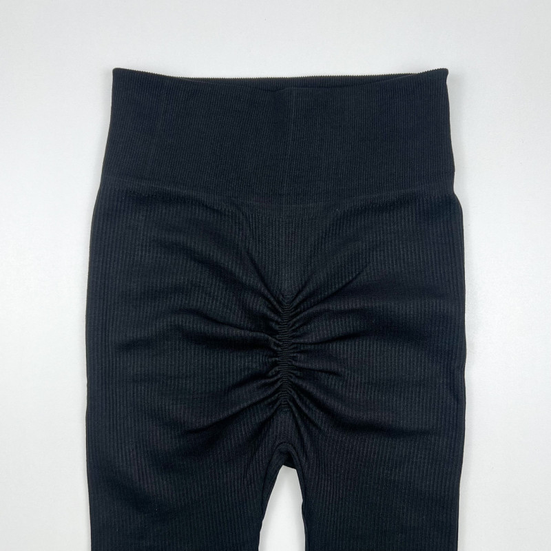 Термо лосини жіночі на хутрі в рубчик з пуш-ап ефектом Ластівка S/M