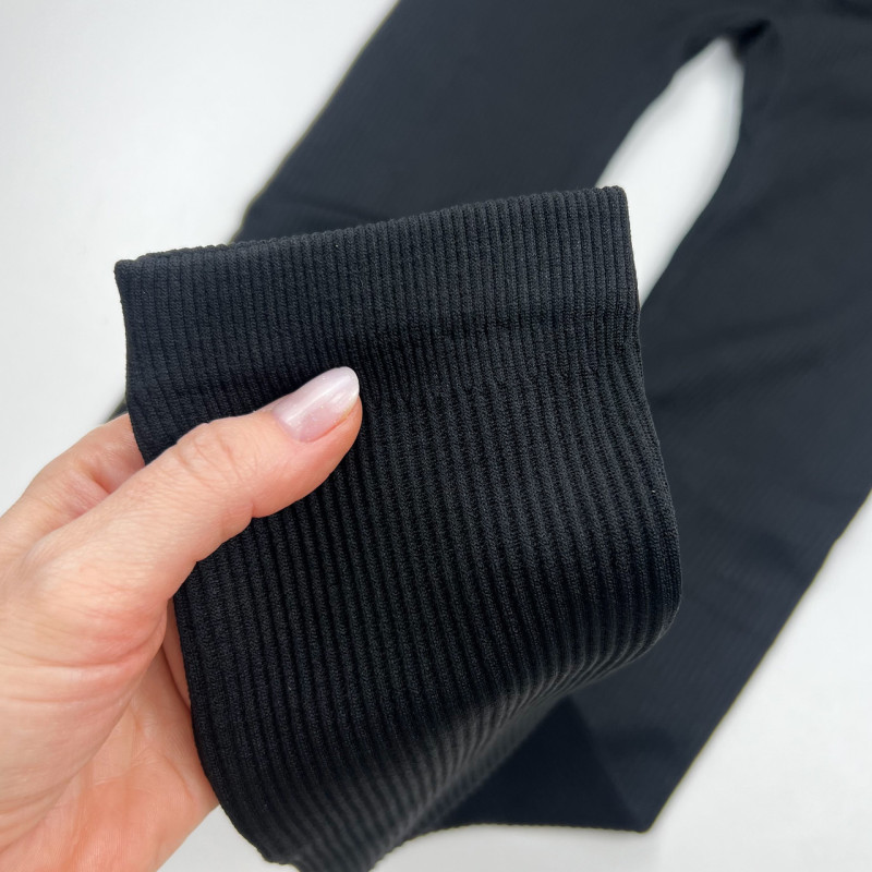 Термо лосини жіночі на хутрі в рубчик з пуш-ап ефектом Ластівка S/M