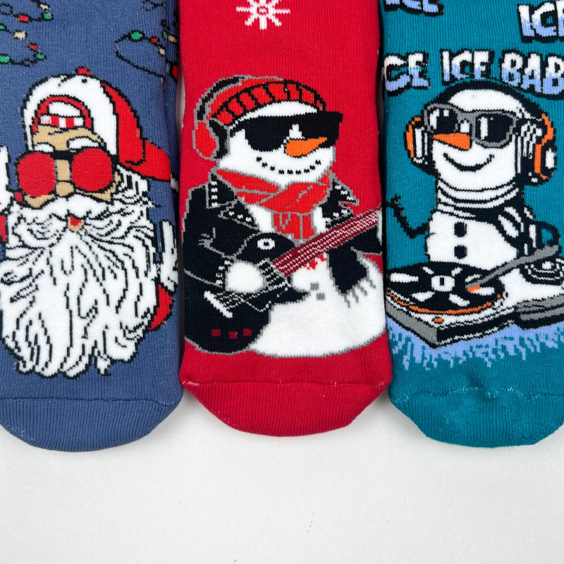 Набір дитячих новорічних махрових шкарпеток 3 пари (санта + сніговики) Style Luxe 18-20