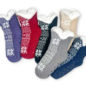 Жіночі теплі шкарпетки на хутрі з тормозками Фіолетовий