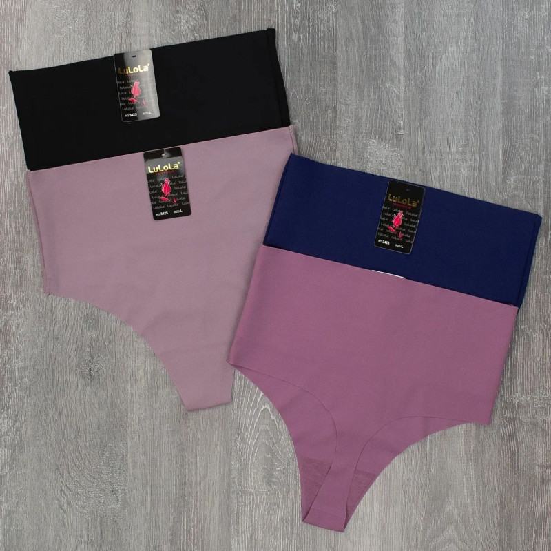 Гладкі безшовні трусики стрінги з утяжкою (висока посадка) LuLoLa L