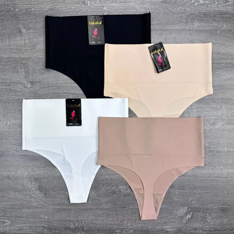 Гладкі безшовні трусики стрінги з утяжкою (висока посадка) LuLoLa L