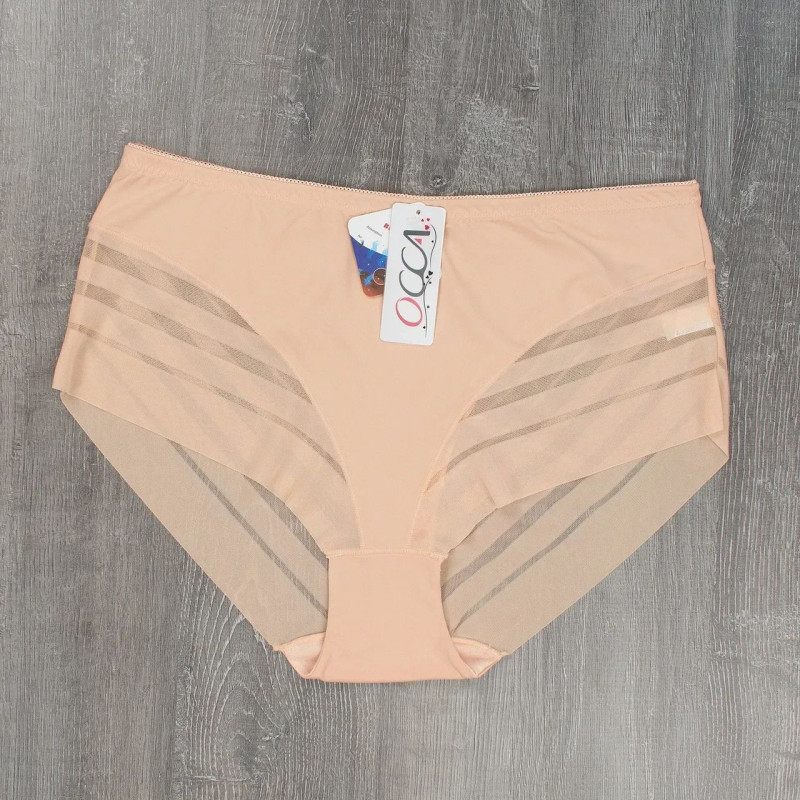 Гладкі безшовні труси сліпи з декоративною прозорою сіточкою (великі розміри) Occa 4XL