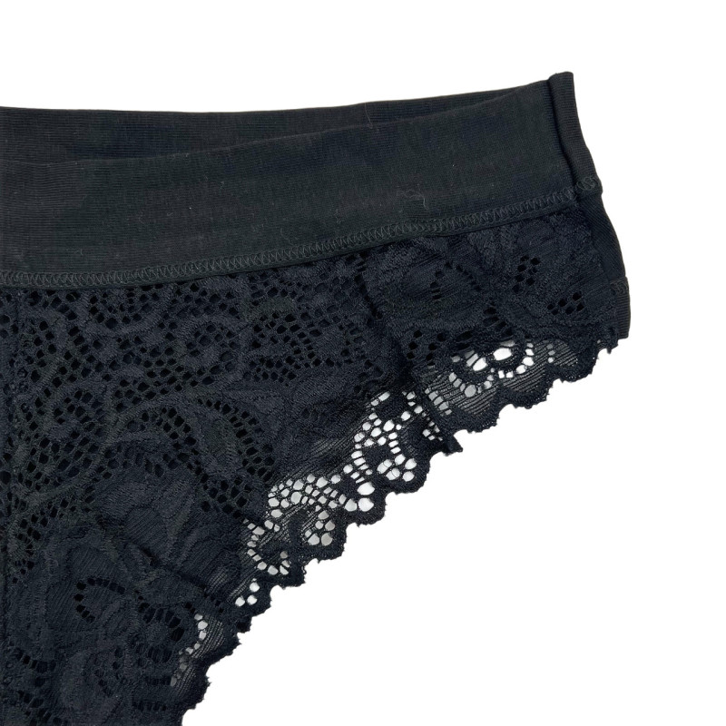 Жіночі бавовняні труси бразиліана з мереживом Berrak Туреччина (чорний) M