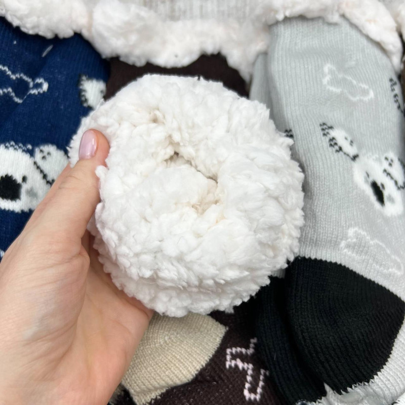 Теплі жіночі домашні шкарпетки валянки на хутрі з силіконом на підошві Корона Світло-сірий