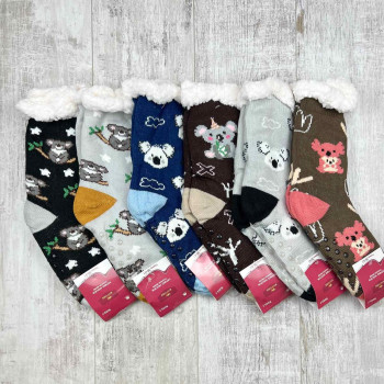 Теплі жіночі домашні шкарпетки валянки на хутрі з силіконом на підошві Корона Світло-сірий