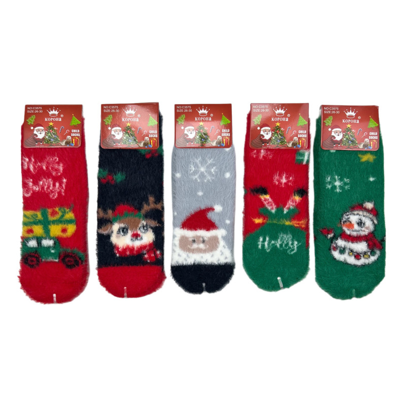 Дитячі норкові новорічні шкарпетки Корона 20-25