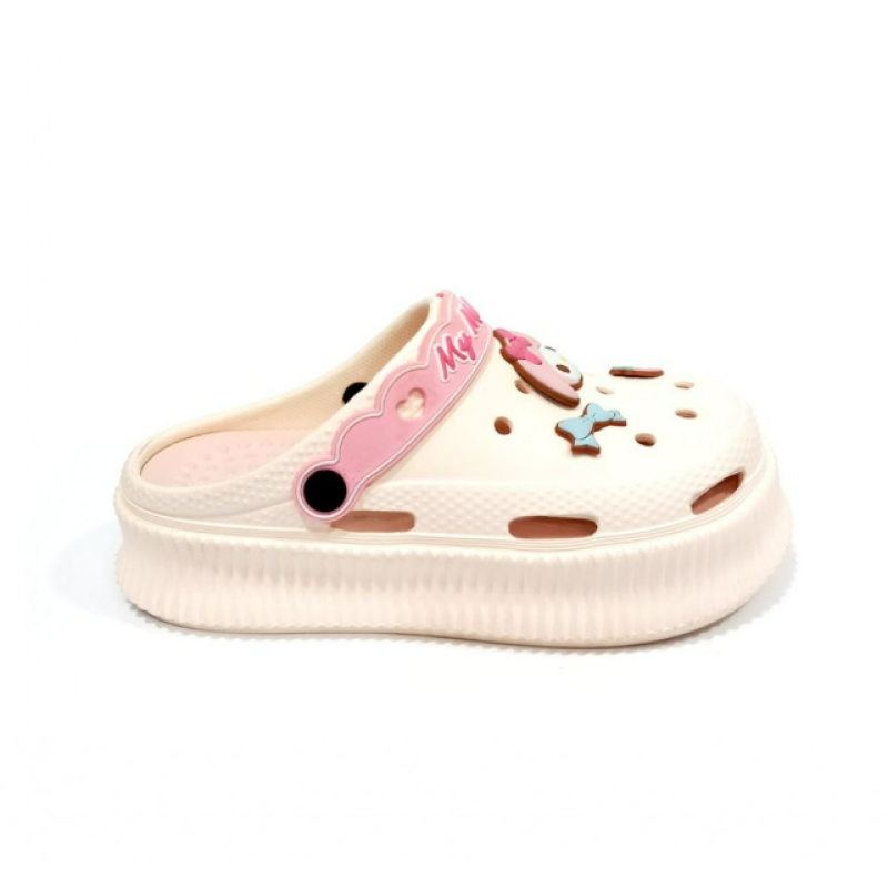 Крокси жіночі на високій платформі з джибітсами бежевий колір 36