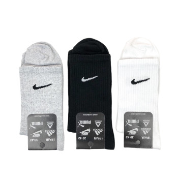 Чоловічі високі спортивні бавовняні шкарпетки в рубчик (резинка в рубчик) 39-42, Чорний