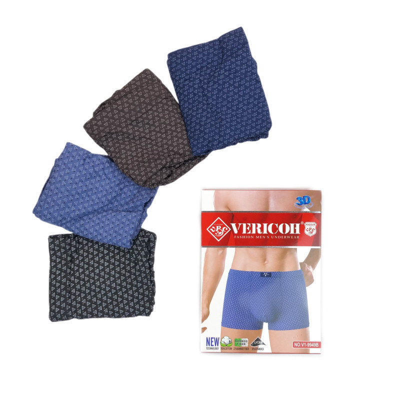 Чоловічі бавовняні труси боксери з додаванням бамбука (вшита резинка) Vericoh XL