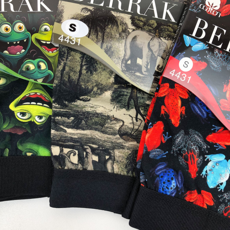 Чоловічі труси боксери з яскравим малюнком з преміальної турецької бавовни Berrak S