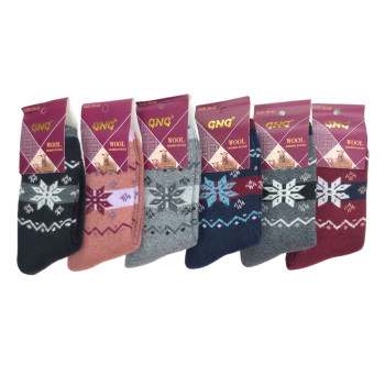 Ангорові теплі жіночі шкарпетки з махрою GNG (сніжинка) 35-38
