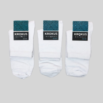 Чоловічі білі бавовняні шкарпетки середньої висоти Krokus 39-42