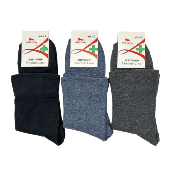 Шкарпетки чоловічі без гумки Житомир Medical Line упаковка 12 пар
