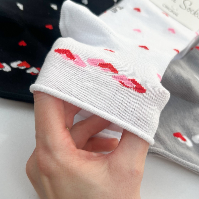 Жіночі шкарпетки без гумки з преміальної бавовни сердечка комплект з 3-х пар