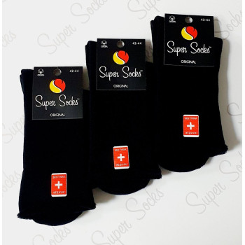 Чоловічі шкарпетки без гумки високі з преміальної бавовни чорні Super Socks