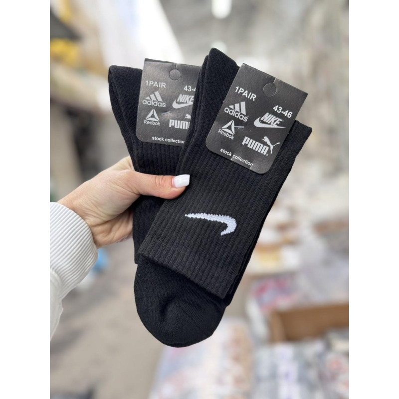 Високі спортивні шкарпетки теніс із махровою стопою чорні NK 39-42