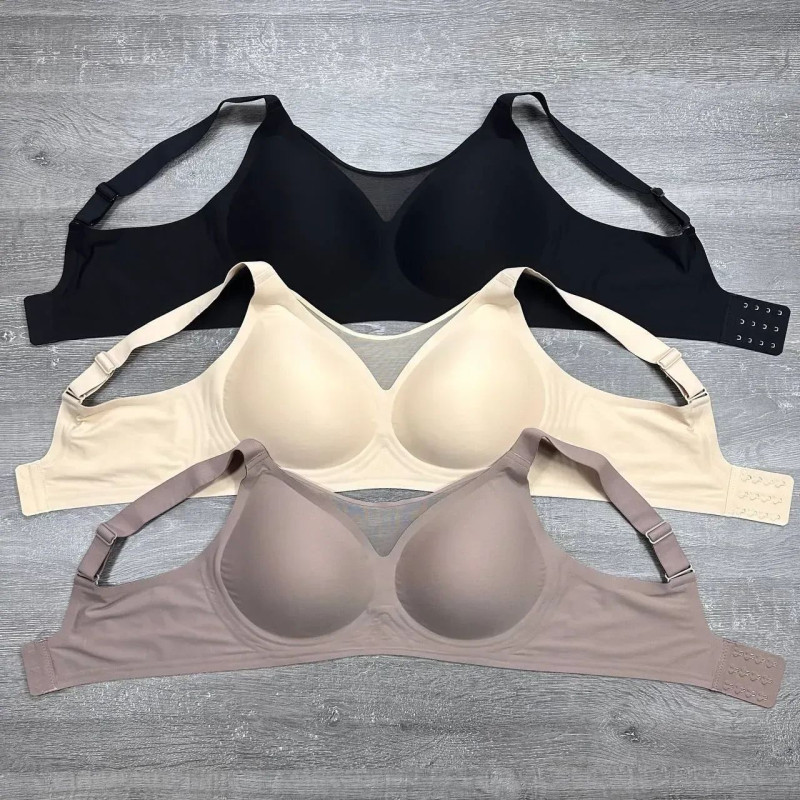 Безшовний бюстгальтер-топ із сіточкою 4XL, Кавовий