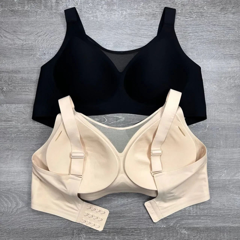 Безшовний бюстгальтер-топ із сіточкою 6XL, Кавовий