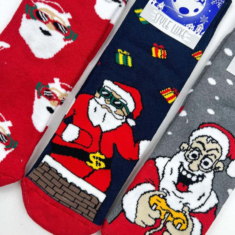 Чоловічі новорічні махрові шкарпетки Санта подарунки Style Luxe