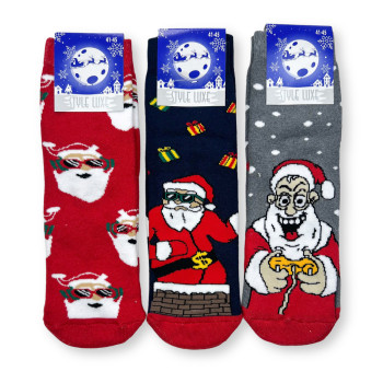 Чоловічі новорічні махрові шкарпетки Санта подарунки Style Luxe