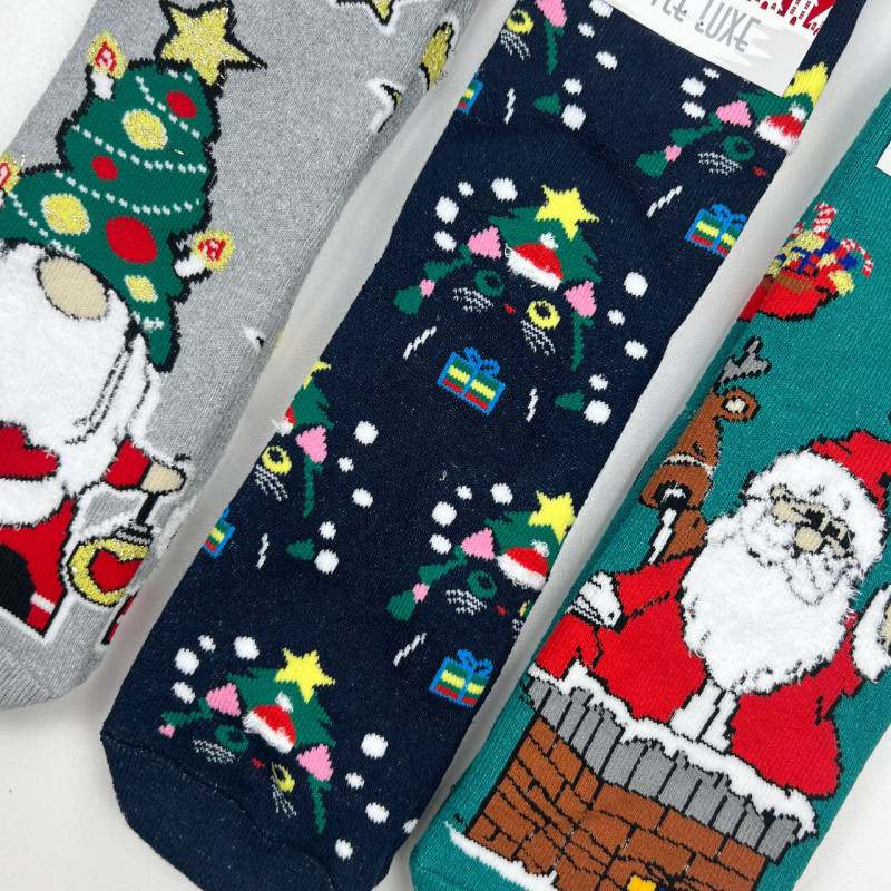 Набір жіночих новорічних махрових шкарпеток 3 пари Style Luxe