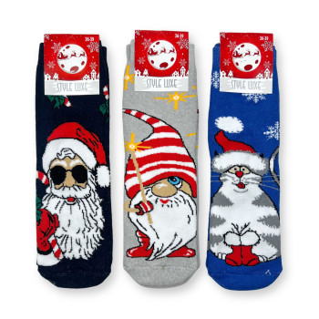 Набір жіночих новорічних махрових шкарпеток 3 пари Style Luxe