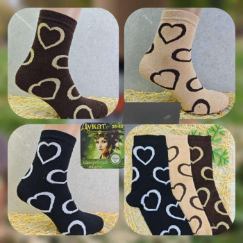 Жіночі махрові шкарпетки сердечки Дукат