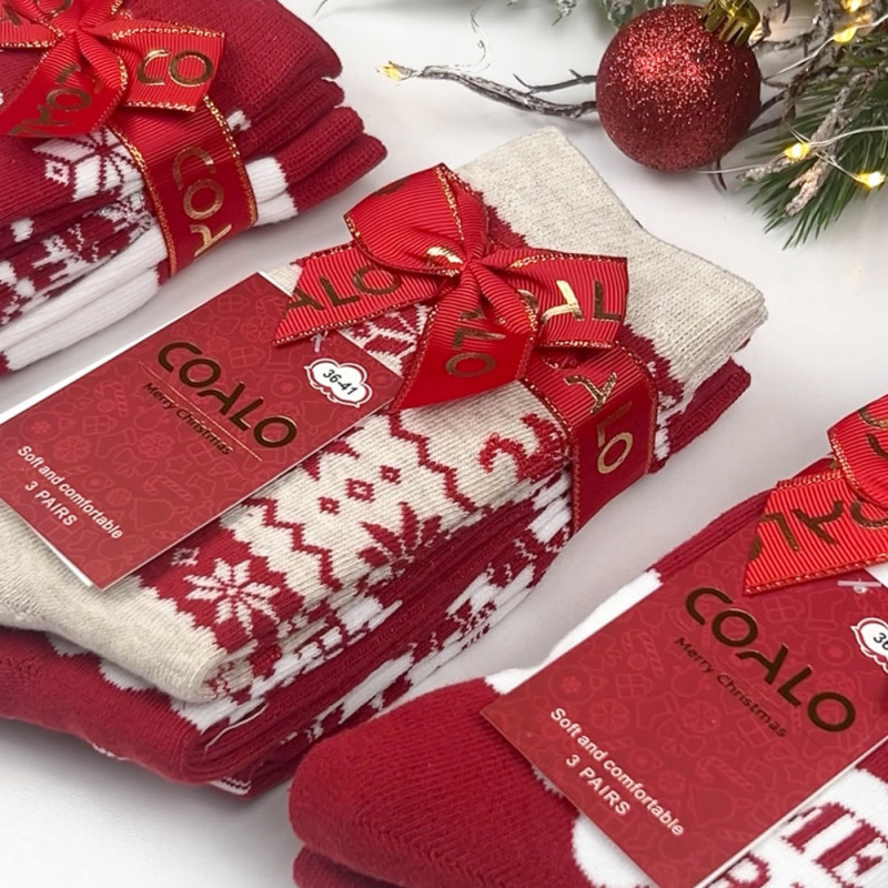 Комплект з 3 пар жіночих новорічних шкарпеток Caolo