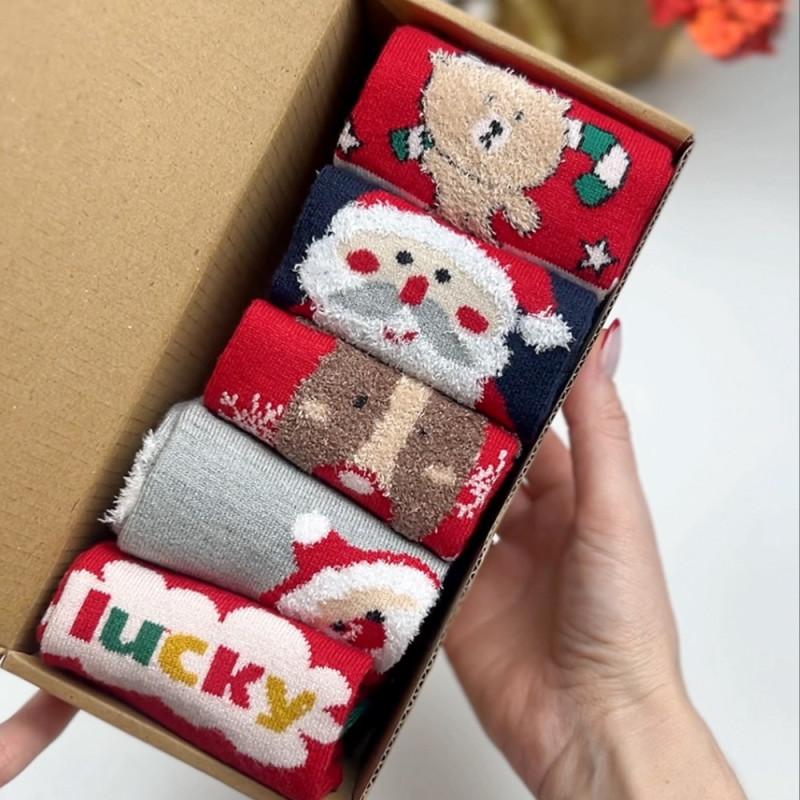 Подарунковий набір з 5 пар жіночих кашемірових шкарпеток Корона