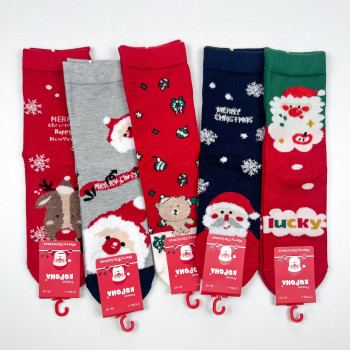 Набір дитячих новорічних кашемірових шкарпеток у подарунковому пакуванні 5 пар Корона