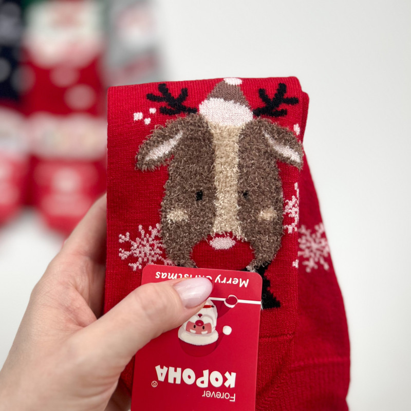 Набір дитячих новорічних кашемірових шкарпеток у подарунковому пакуванні 5 пар Корона