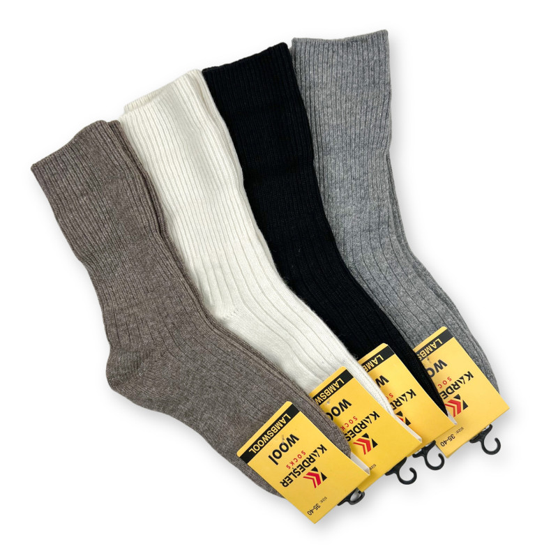 Шкарпетки жіночі з овечої вовни з закотом Kardesler Молочний