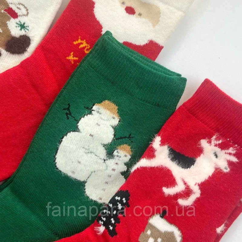 Набір жіночих махрових новорічних шкарпеток 5 пар в наборі Корона