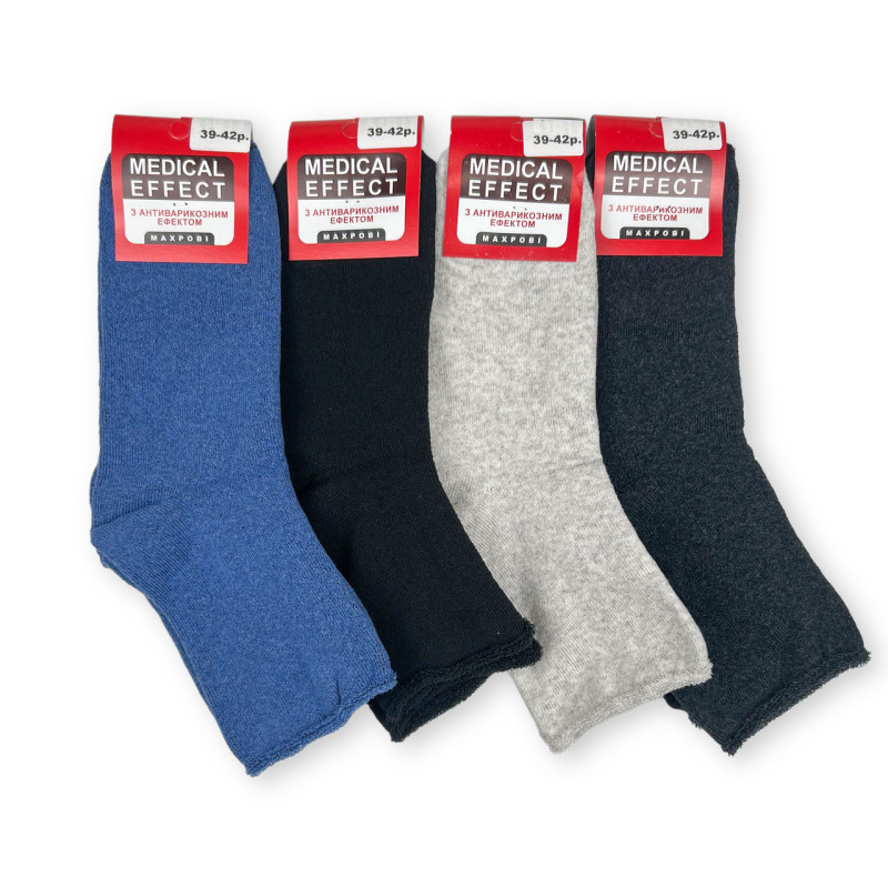 Жіночі махрові медичні шкарпетки без гумки з антиварикозним ефектом Medical Effect 12 пар 39-42