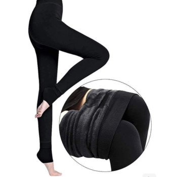 Лосини на хутрі в рубчик чорного кольору Ластівка 48-54