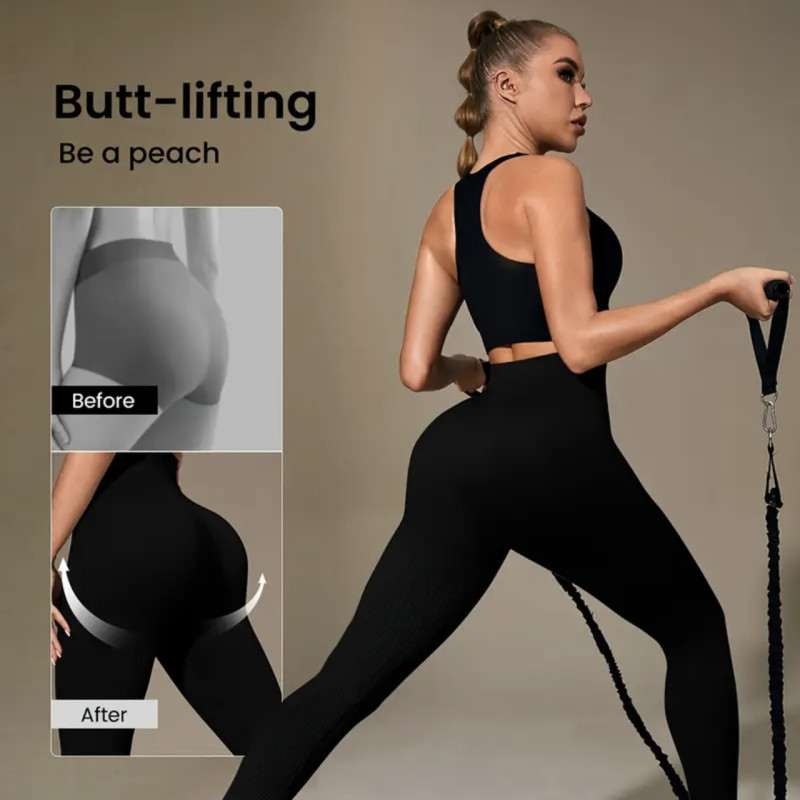 Лосини жіночі в рубчик з пуш-ап ефектом M/L