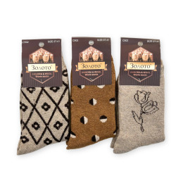 Набір жіночих ангорових махрових шкарпеток Золото (3 пари) Асорті 2