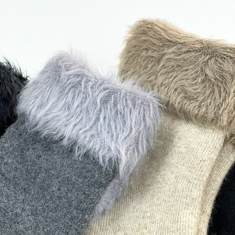 Жіночі махрові шкарпетки з овечої вовни з пухнастим відворотом Kardesler Туреччина Синій