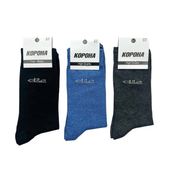 Чоловічі бавовняні демісезонні шкарпетки високі Корона 12 пар (асорті) 42-45