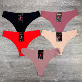 Гладкі безшовні трусики стрінги LuLoLa 2XL, Чорний