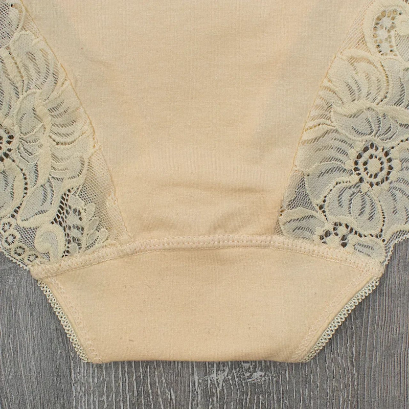 Жіночі бавовняні труси сліп з мереживом середня посадка Biweier (великі розміри) 3XL