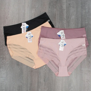 Гладкі безшовні труси сліпи з декоративною прозорою сіточкою (великі розміри) Occa 6XL