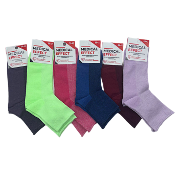 Жіночі яскраві шкарпетки без резинки з сіткою Medical Effect 12 пар