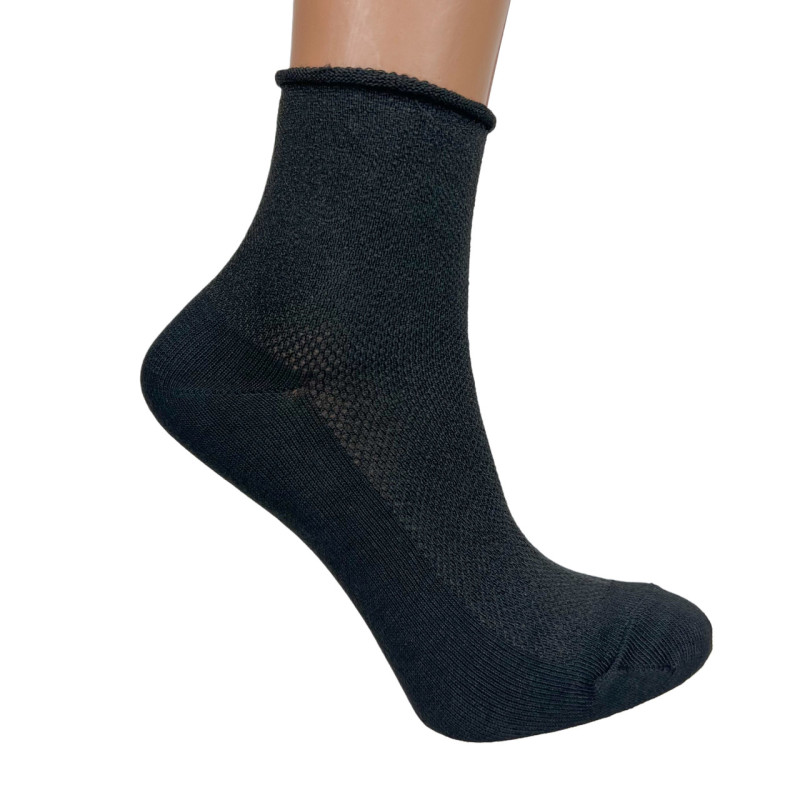 Жіночі літні шкарпетки без резинки з сіткою чорні Medical Effect 12 пар