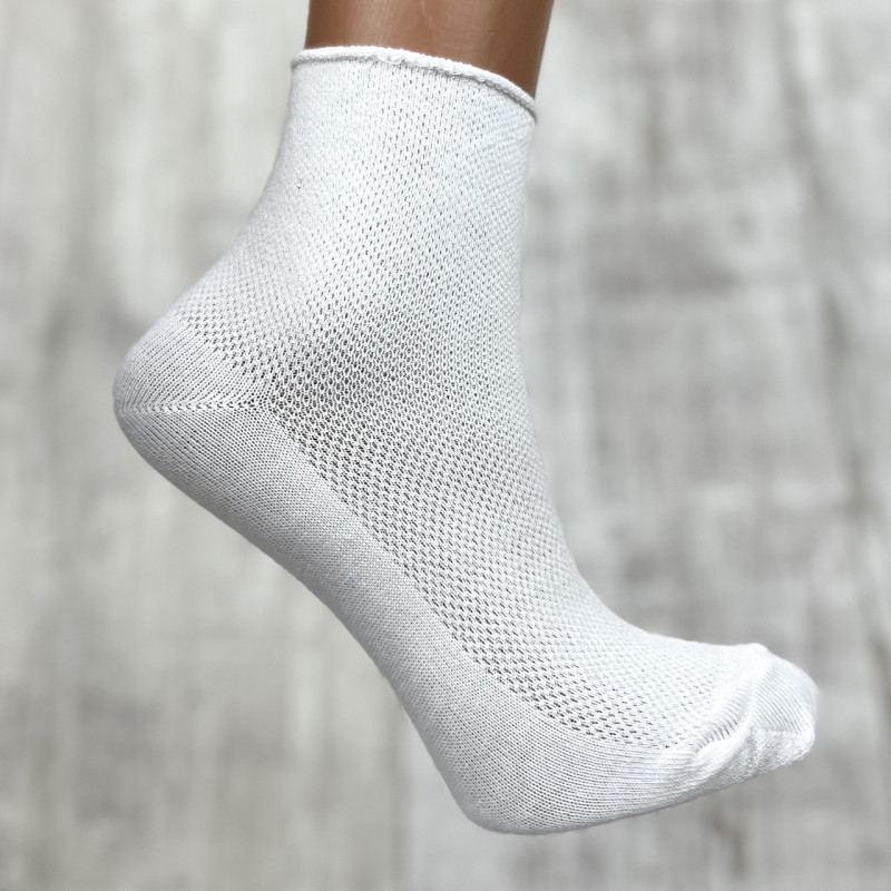 Жіночі літні шкарпетки без резинки з сіткою білі Medical Effect 12 пар