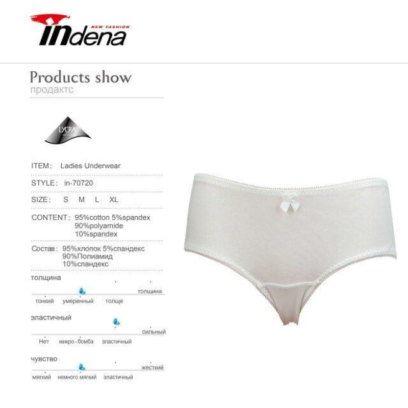 Бавовняні жіночі труси з мереживом ззаду Indena 3XL