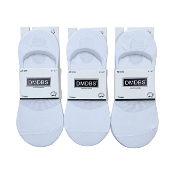 Слідки чоловічі бавовняні білі з силіконом DMDBS