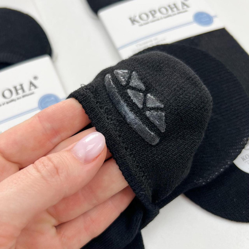 Слідки чоловічі бавовняні чорні з силіконом Корона