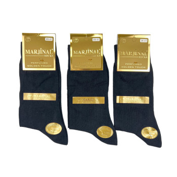 Чоловічі безшовні бавовняні високі шкарпетки чорні Marjinal Туреччина